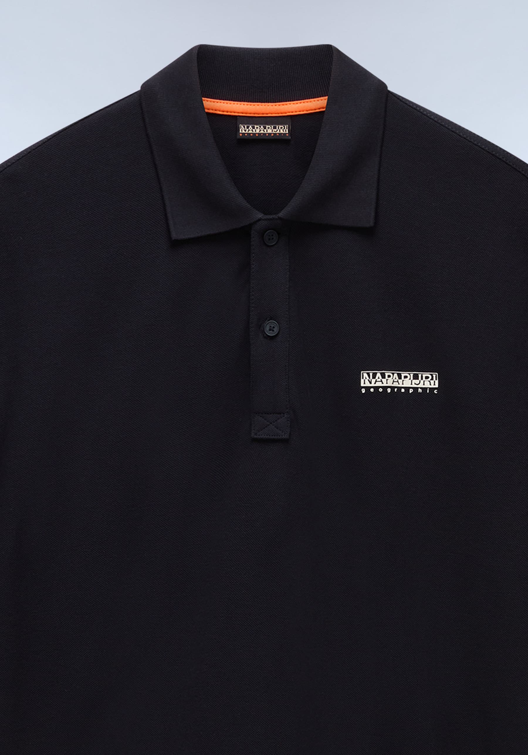 Poloshirt NAPAPIJRI "E-SMALL BOX", Herren, Gr. S, schwarz (schwarz beauty), Jersey, Obermaterial: 100% Baumwolle, Shirts Poloshirt, Kurzarm-Design, mit Polokragen, aus Baumwolle schwarz beauty S
