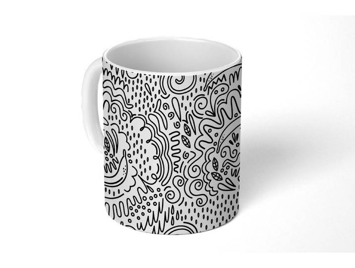MuchoWow Tasse Tasse Kaffeetasse Kaffeebecher 350 ml Banane - Schwarz und weiß -, 1-tlg., Tasse, Tasse Geschenk Becher Kaffeetasse