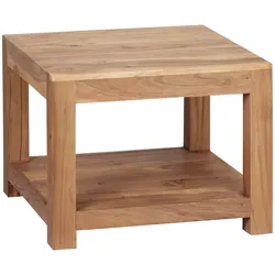 KADIMA DESIGN Couchtisch MUMBAI Massiv-Holz Akazie 60 x 60 cm Wohnzimmer-Tisch Design dunkel-braun Landhaus-Stil