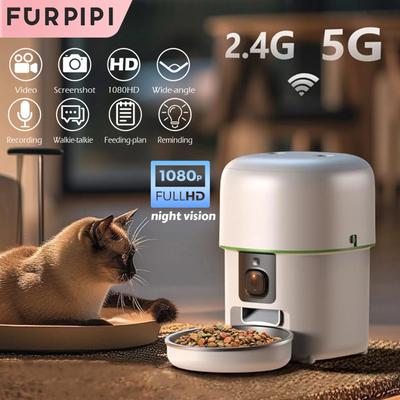 Inspire Essentials SmartServe HD Automatic Cat Feeder With Camera white Eu Plug 1080p Hd 5gwifi 2l 0.53gal