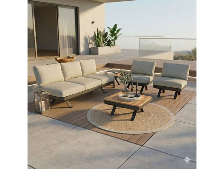 Zebra Sky Loungeset inkl. Loungetisch Aluminium/Sunproof Dunkelgrau