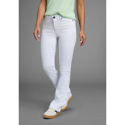 Bootcut-Jeans ARIZONA "Shaping", Damen, Gr. 34, N-Gr, weiß, Jeans, Obermaterial: 98% Baumwolle, 2% Elasthan, Basic, bootcut fit lang, Jeans, elastische Passform, Bootcut-Beinform, Used-Waschung, hohe Taille, Topseller