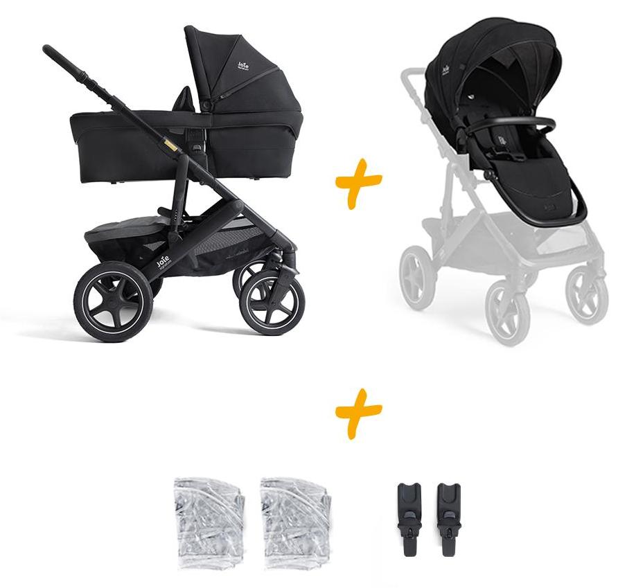 Joie Vinca Kinderwagen mit Ramble XL Babywanne - verstellbar, faltbar, UPF 50+, inkl. Regenverdeck & Federung, Eclipse