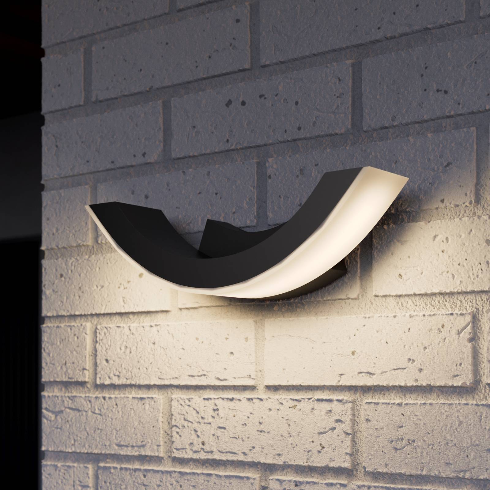 LED Aussenwandleuchte HALF Lucande, schwarz, Aluminium, Modern, LED Wandleuchte außen