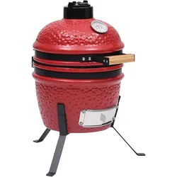 vidaXL 2-in-1 Kamado-Grill Smoker Keramik 56 cm Rot
