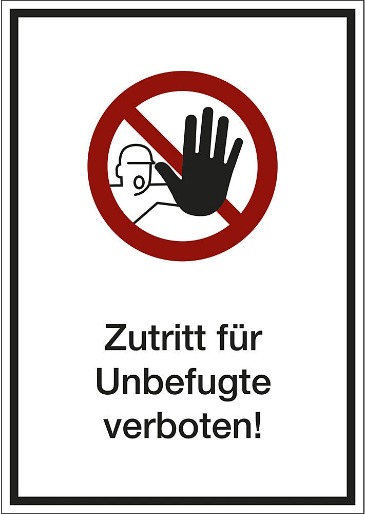kaiserkraft Kombizusatzschild mit Text für Verbotszeichen, Zutritt für Unbefugte verboten, VE 10 Stk, Folie, LxHxT 210 x 297 x 0,1 mm