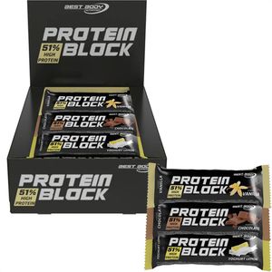 Best-Body-Nutrition Proteinriegel Block Mix Box, 15 Riegel, verschiedene Sorten, je 90 g, pro Riegel 46 g Protein