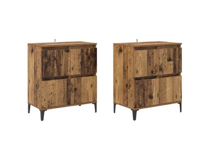 KGFHERENB Sideboard 2er Set Altholz 60x35x70 cm Holzwerkstoff Kommode Kompakter Stauraum für Esszimmer, Flur oder Wohnzimmer: Rustikale Optik mit Schwenktüren aus Holzwerkstoff im 2er Set.