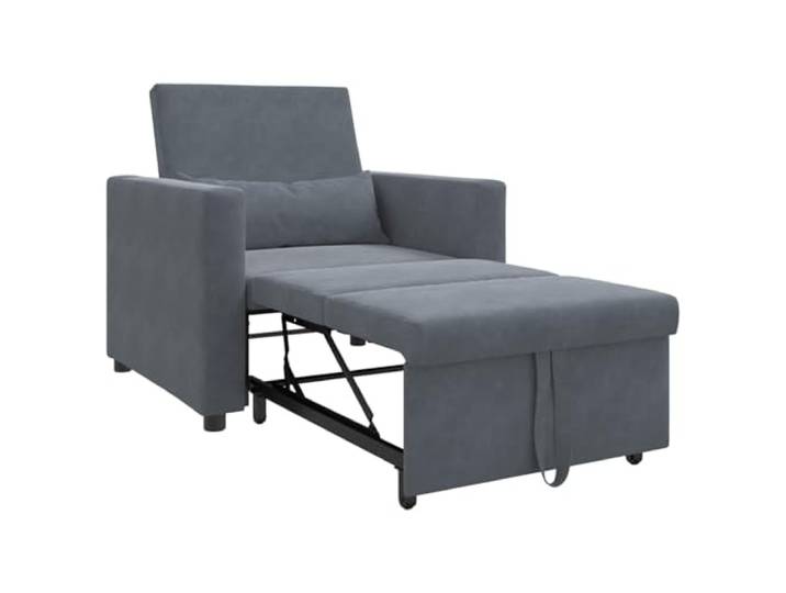 Ausziehbares Einzelbett mit Rädern, dunkelgrau, Samt, 3-in-1 Weicher Samt, Stahlrahmen, verstellbare Rückenlehne, integrierte Räder, modernes Design, einfache Wartung