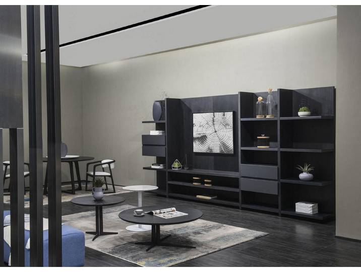 JVmoebel Wohnwand Moderne Wohnwand in Schwarz mit hochwertiger Verarbeitung, Made in Europa