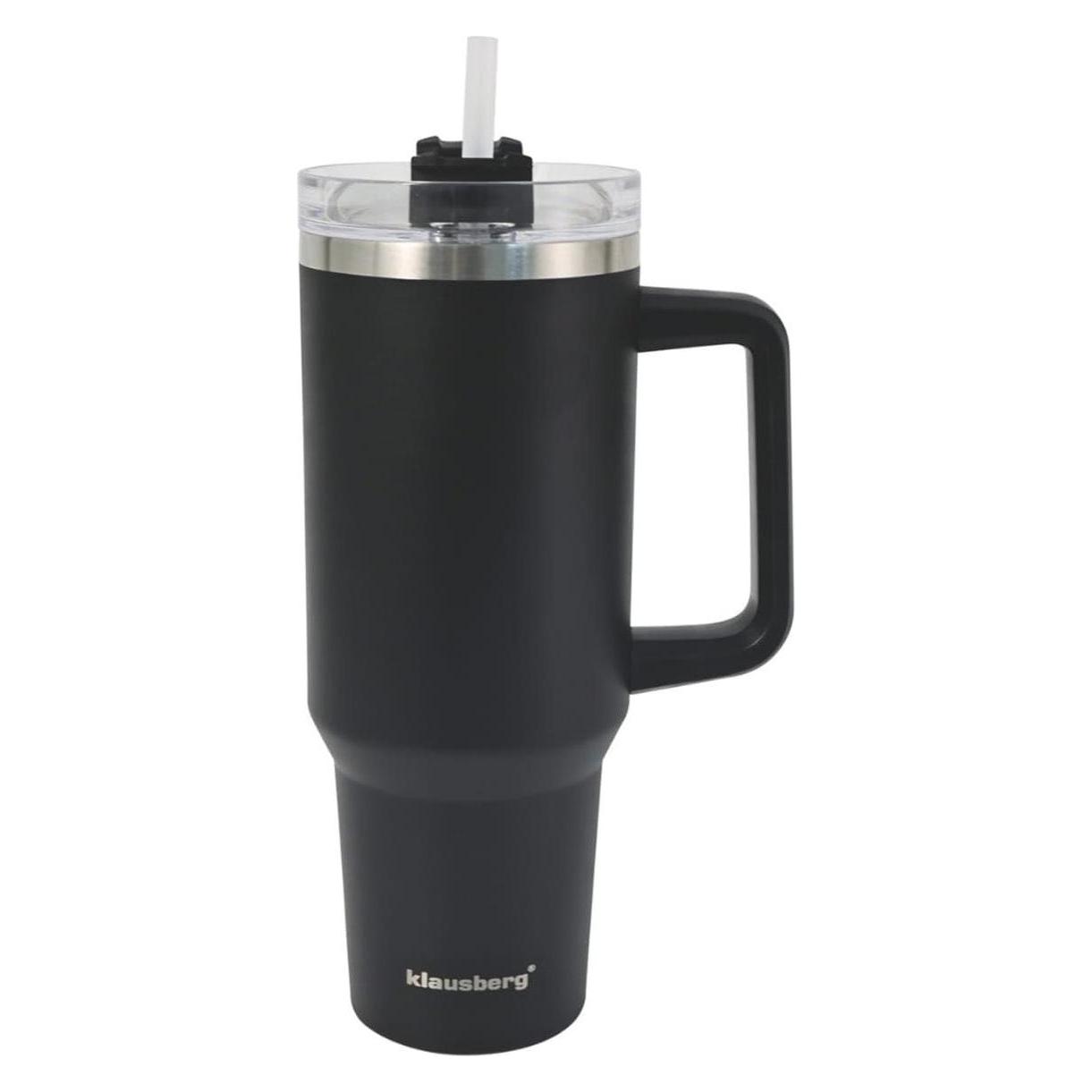 Klausberg Kubek termiczny ze słomką rurką do auta duży na wodę 1100ml KB-7942 Czarny (1.10 l) (68509169)