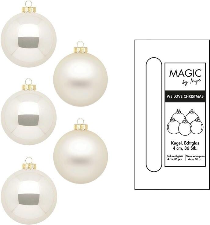 Weihnachtsbaumkugel "DECOR", beige (natur), Ø:4cm, Glas, Weihnachtsbaumkugeln, Weihnachtsbaumkugel natur 4cm