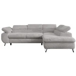 ECKSOFA PETER L Hellgrau Plüsch - Rechts Seite