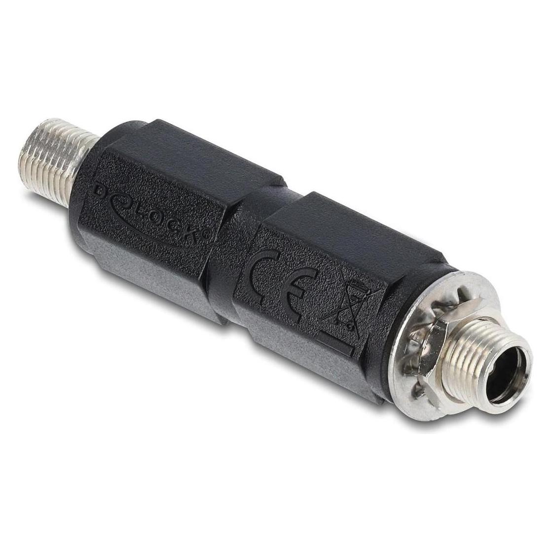 Delock Hohlstecker Adapter DC 5,5 x 2,5 mm Buchse auf Buchse mit Gewinde gerade (DC-Stecker, Typ 26) (90940)
