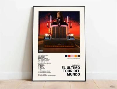 Inspired Finds Latin Rapper Album Cover Canvas Poster Wall Art For Aesthetic Room Decor el ltimo Tour Del Mundo Bad Bunny 19.69x27.56in (no Frame)