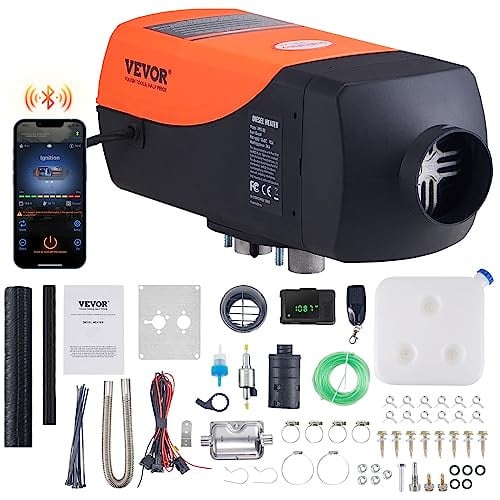 VEVOR Dieselluchtverwarming 12V 2kW met Bluetooth-app, LCD-display en afstandsbediening, Oranje