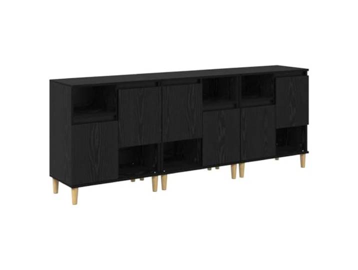HGFDVCMR Sideboard 3er Set Schwarz Eichen-Optik Kommode 60x35x70 cm Praktischer Stauraum für Wohnzimmer und Schlafzimmer, 6 Türen bieten Platz für Geschirr, Bücher und Dekoration.