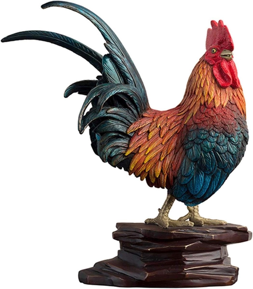 Handgemaakt Koperen Haan Beeldje - Koperkleurige Dieren Sculptuur voor Tafeldecoratie