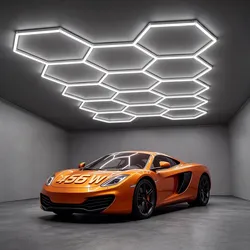 VEVOR Hexagon LED Garagenbeleuchtung 456 W 54.720 lm 6500 K Deckenmontage Ideal für Fitnessstudios, Friseursalons, Showrooms und Geschäfte, Flexibles Design mit Schnappverbindung, Robustes PC-Material