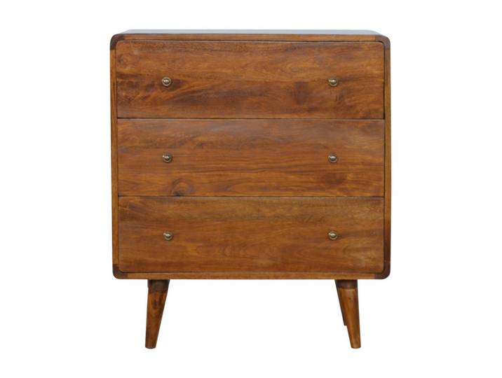 Artisan Furniture Kommode im Kastanien-Finish, 3-Schublades, Braun, Holz, Echtholz,Mangoholz, Holz Optik, Rechteckig, 70x80x35 cm, Kleinmöbel, Kommoden