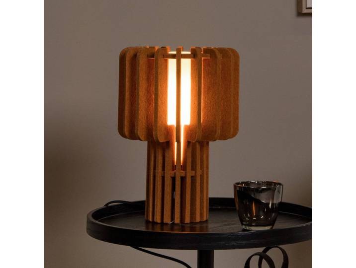 Tafellamp Rollo, terracotta, Woon-/ Eetkamer, Textiel / Stof / Zijde, Tafellamp