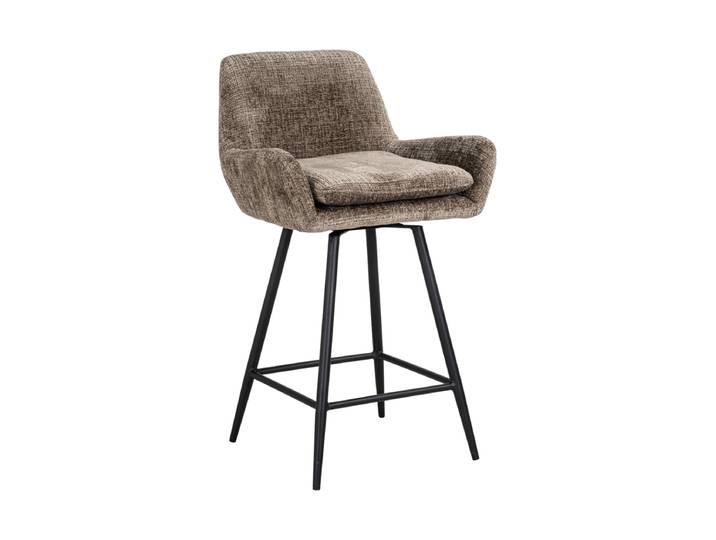 Drehbarer Design Barhocker „Linsey“ im 2er-Set Samt Chenille Taupe Richmond Interiors