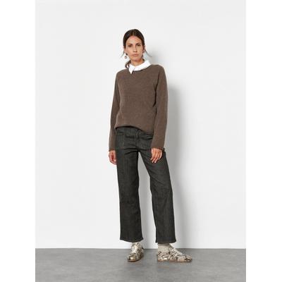 Weite Jeans TONI "Liv Wide", Damen, Gr. 46, Normalgrößen, braun (dunkelbraun 790), Denim/Jeans, , Casual, regular fit 7/8-Länge, Jeans, mit grafischen Fronttaschen