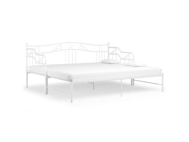 vidaXL Ausziehsofa Bettgestell Ausziehbett Sofabett Tagesbett Schlafsofa Gästebett Bett Metallbett Bettsofa Sofa Couch Weiß Metall 90x200cm