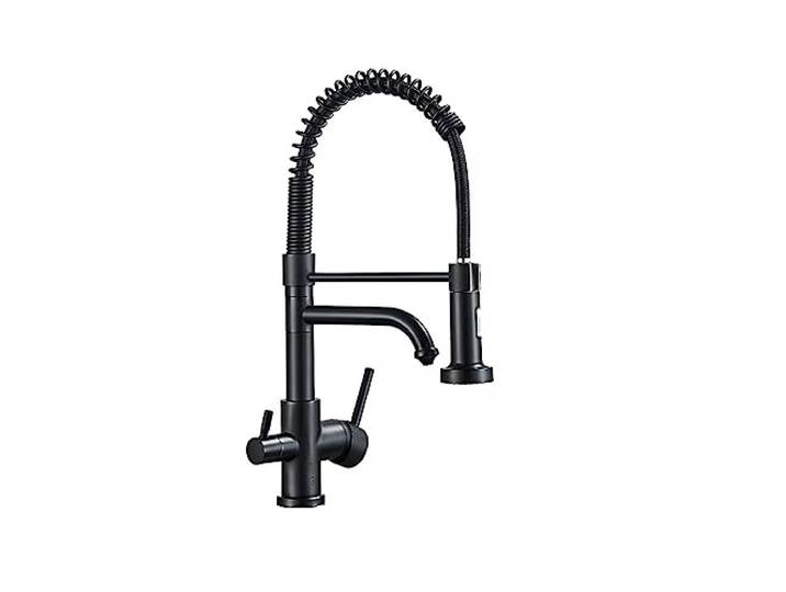 SWENEEN Küchenarmatur Mit Wasserfilter Und Doppelsprühkopf In Mattschwarz, Trinkwasser, Spültischarmatur, Typ A, Mattschwarz,Type A-Matte Black