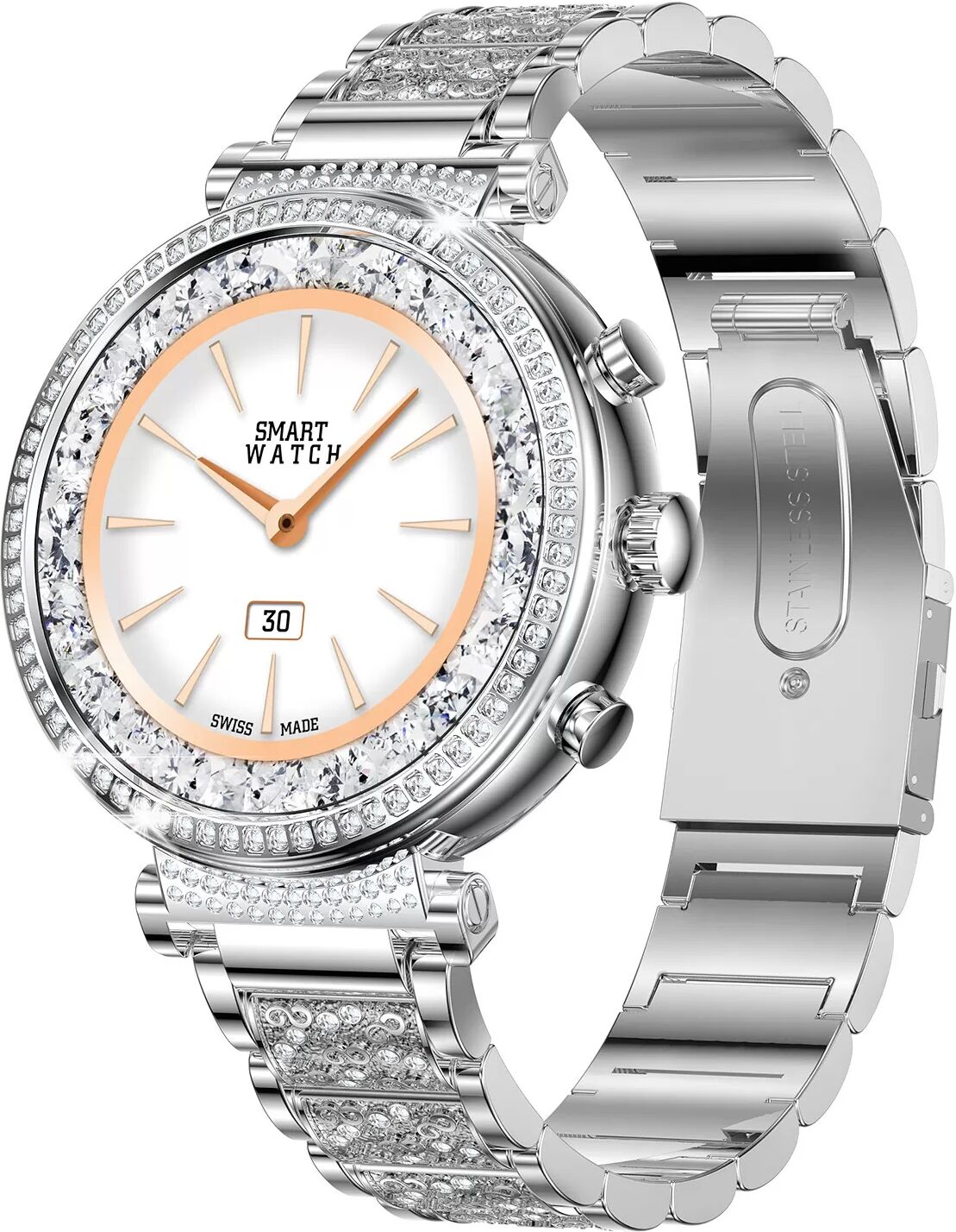 INF TK28 Smartwatch Silber Legierung + Edelstahl + supraleitendes Nano-EKG-Glas