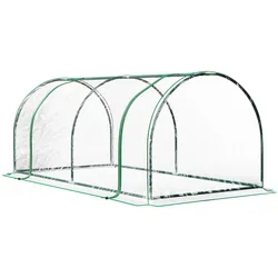 OKWISH Gewächshaus Treibhaus Frühbeet 200x100x80 cm Grün mit Tür aufrollbar, pulverbeschichteter Stahlrahmen, transparente Folie für Anzucht und Schutz