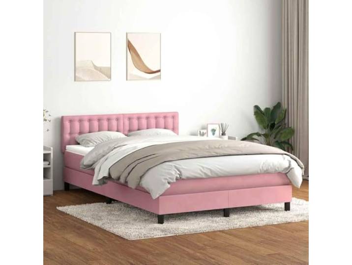 RJPLMFV Lattenrost mit Matratze, 160 x 210 cm, Velours, Rosa Taschenfedern, verstellbarer Kopf, abnehmbarer Matratzenauflage, Premium-Komfort