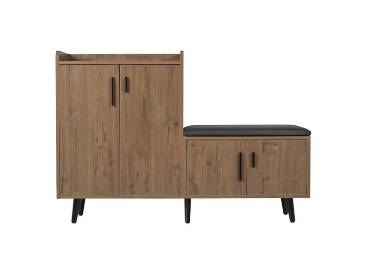 Banc à chaussures en panneau de particules et métal naturel