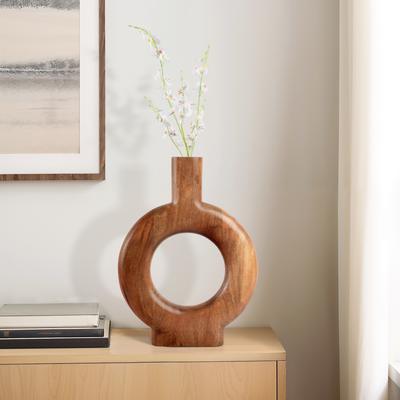 Sagebrook Home Wood Flower Vase Decorative Sculptural Tall Profile for Any Space