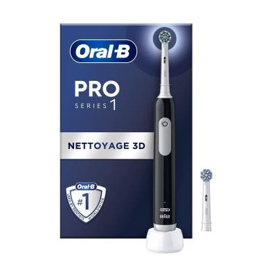 Oral-B Pro Series 1 Elektrische Zahnbürste Schwarz, 2 Bürstenköpfe, Entwickelt von Braun