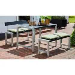 Bistrogarnitur Café - Gartenmöbel Set mit Planken aus Kiefer/Fichtenholz, Thermoholz und feuerverzinktem Stahl in 3 Varianten mit Gartenbank