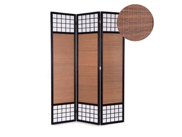 CREEDWOOD RAUMTEILER Osaka 3-teilig, 170x120 cm, Bambus, Reispapier, schwarz Shoji Paravent, Stellwand, japanische Trennwand, Asia Raumtrenner, Ankleide Faltwand