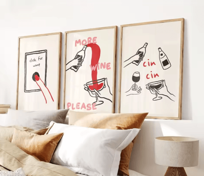 Inspire Picks 3PCS Cocktail Wall Art Set Retro Italian Happy Hour Kitchen & Bar Posters tl2034 3pcs 30x45cm No Frame