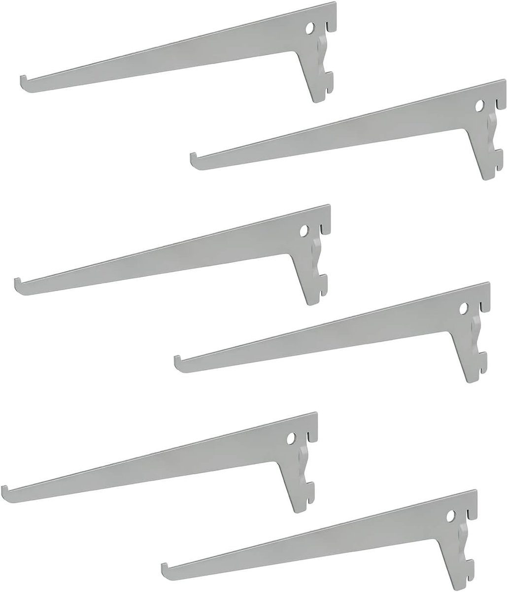 Siwitec Set van 6 Enkelgatsdragers voor Plankrailsysteem, Aluminium Wit, 150 x 50 mm