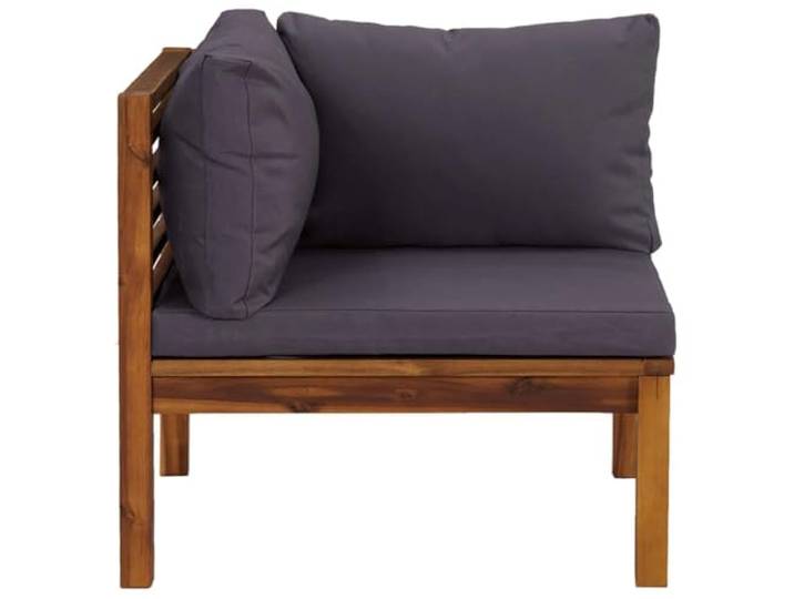 KTHLBRH Ecksofa, modular, Kissen dunkelgrau, massives Akazienholz Massivholz, Akazienholz, Öl-Finish, 69 x 69 x 62,5 cm, für den Außenbereich