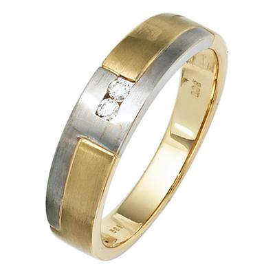 Diamantring JOBO Gr. 66, gelb (gelbgold 585), Fingerringe, Herren, 66, SI = kleine Einschlüsse, Diamanten Gelbgold 585 Weißgold 585, Diamanten, Gelbgold 585, Weißgold 585, Diamantring, 585 Gelbgold Weißgold mit 2 Diamanten