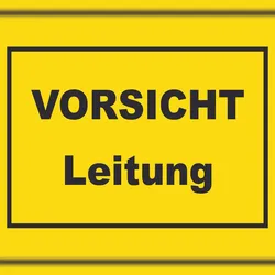 HB-Druck Vorsicht Leitung Schild mit Text A1 (594x841mm)