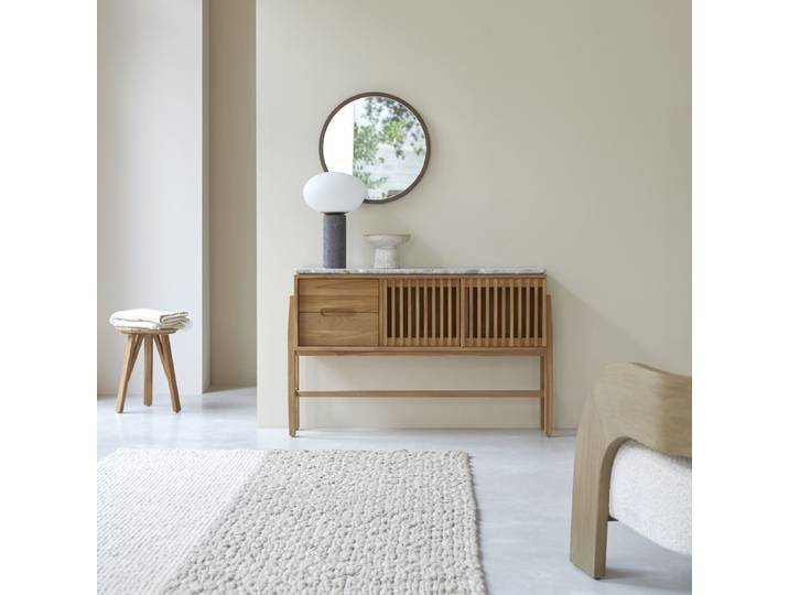 Konsole aus massivem Teakholz und Premium-Terrazzo - Natur