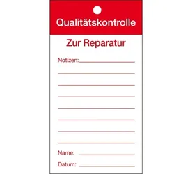 Qualitätsanhänger Qualitätskontrolle-Zur Reparatur, Karton, 80x150mm, 50/VE