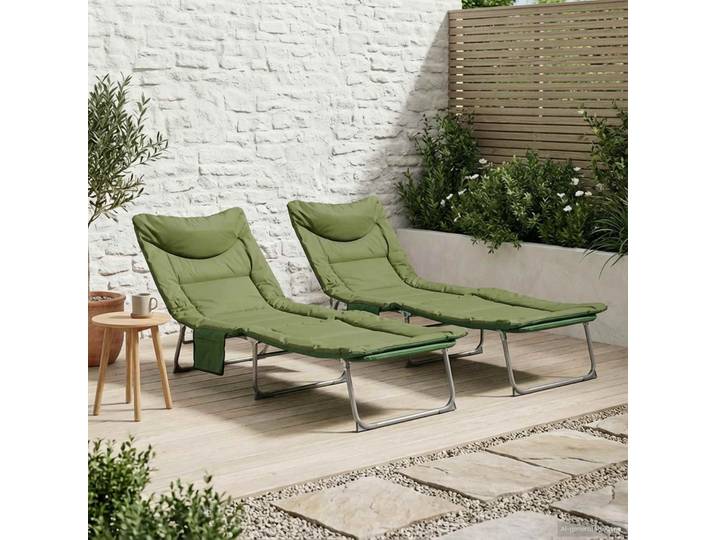 vidaXL Klappbare Sonnenliege mit Kissen 2 stk.
