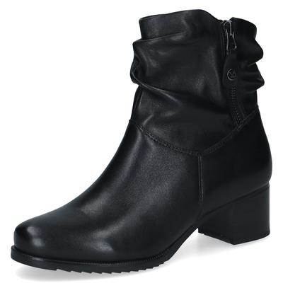 Stiefelette CAPRICE, Damen, Gr. 42, schwarz, Leder, Schuhe Stiefelette, Blockabsatz, Businessstiefelette mit slouchy Falten am Schaft