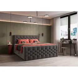 Boxspringbett Lanciano 200 x cm Stoff Grau