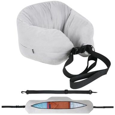 Inspire Curations PackSmart Comfort Pillow Travel Neck Pillow With Fillable Storage & Velvet Cover grey 1