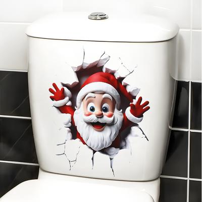 Discount Dollar Deals Christmas Snowman Toilet Sticker, Merry Christmas Party Decoration, Xmas Bathroom Decor, New Year Gift style 2