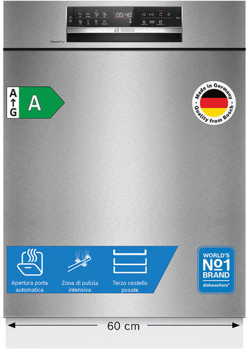 Bosch Serie 6 SMU6ECS12E Lavastoviglie da incasso sottopiano 14 coperti Acciaio spazzolato Classe A